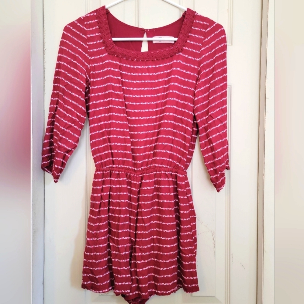 abercrombie kids Red & White Striped Knit Romper